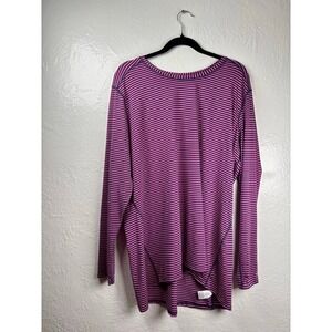 Med Couture Womens 3XL Pink Striped Long Sleeve Scrub Undershirt Top Healthcare